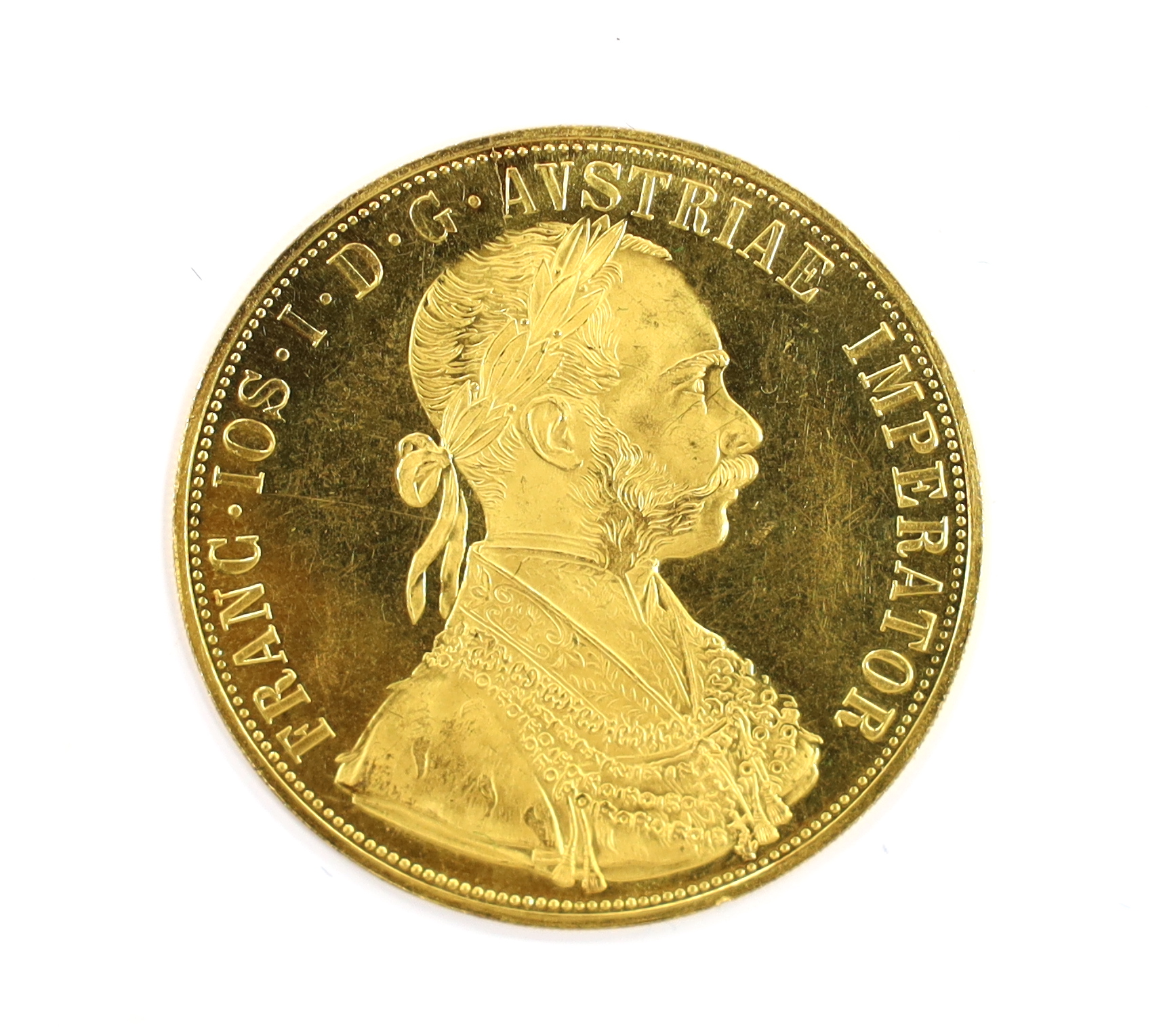 Austrian Empire - Frank Joseph I (1848-1916) gold four Ducat, dated 1915, restrike, 13.76g